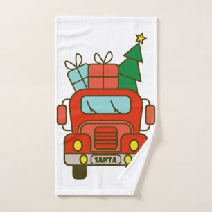 Santa truck front view Merry Christmas Hand Towel