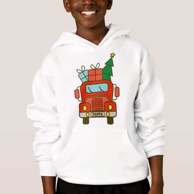 Santa truck front view Merry Christmas Hoodie (Front)