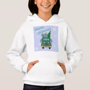 Santa truck front view Merry Christmas Hoodie