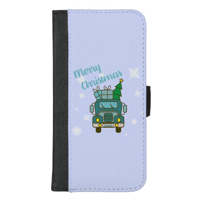 Santa truck front view Merry Christmas iPhone Wallet Case (Front)