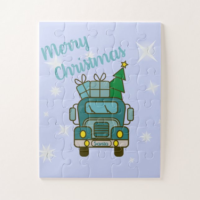 Santa truck front view Merry Christmas Jigsaw Puzzle (Vertical)