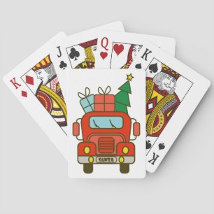 Santa truck front view Merry Christmas Poker Cards