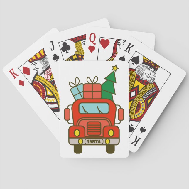 Santa truck front view Merry Christmas Poker Cards (Back)