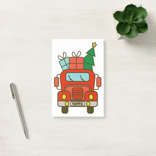 Santa truck front view Merry Christmas Post-it Notes (Office)