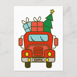 Santa truck front view Merry Christmas Postcard
