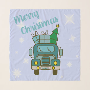 Santa truck front view Merry Christmas Scarf