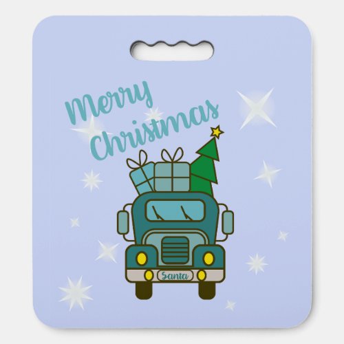 Santa truck front view Merry Christmas Seat Cushion