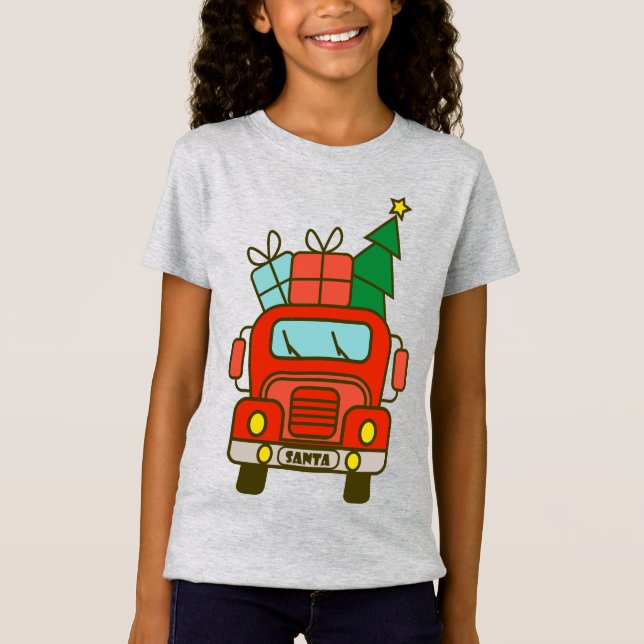 Santa truck front view Merry Christmas T-Shirt (Front)