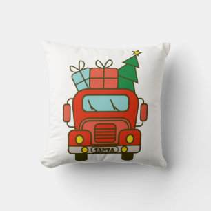 Santa truck front view Merry Christmas Throw Pillow