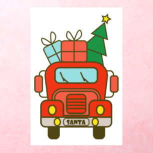 Santa truck front view Merry Christmas Wall Decal