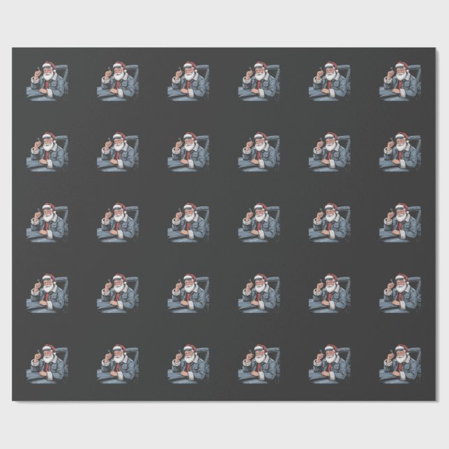 Santa Truck Rigging Funny Truck Driver Christmas   Wrapping Paper (Flat)