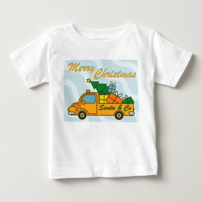 Santa truck side view Merry Christmas Baby T-Shirt (Front)