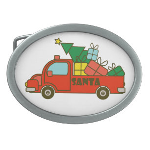 Santa truck side view Merry Christmas Belt Buckle