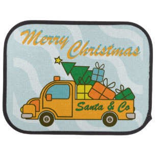 Santa truck side view Merry Christmas Car Floor Mat