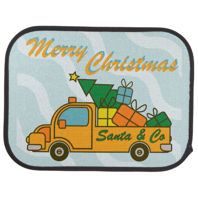 Santa truck side view Merry Christmas Car Floor Mat (Rear)