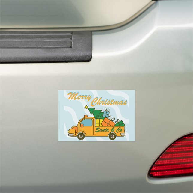 Santa truck side view Merry Christmas Car Magnet (In Situ)