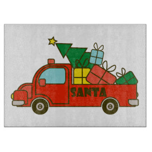 Santa truck side view Merry Christmas Cutting Board