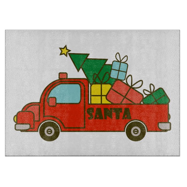 Santa truck side view Merry Christmas Cutting Board (Front)