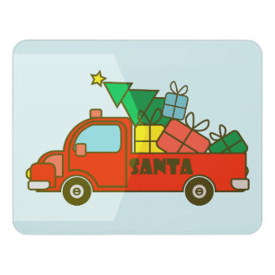 Santa truck side view Merry Christmas Door Sign