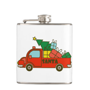 Santa truck side view Merry Christmas Flask