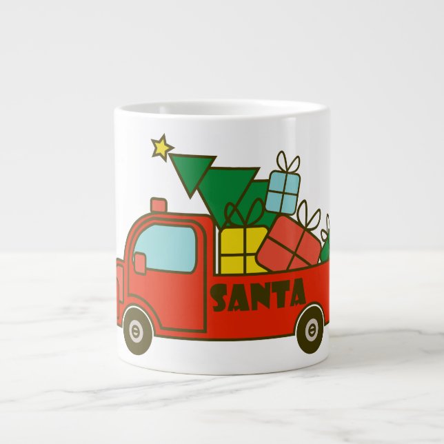 Santa truck side view Merry Christmas Giant Coffee Mug (Front)