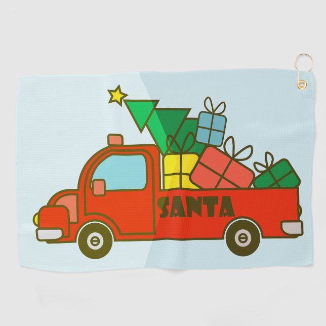 Santa truck side view Merry Christmas Golf Towel (Horizontal)