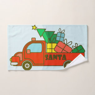 Santa truck side view Merry Christmas Hand Towel