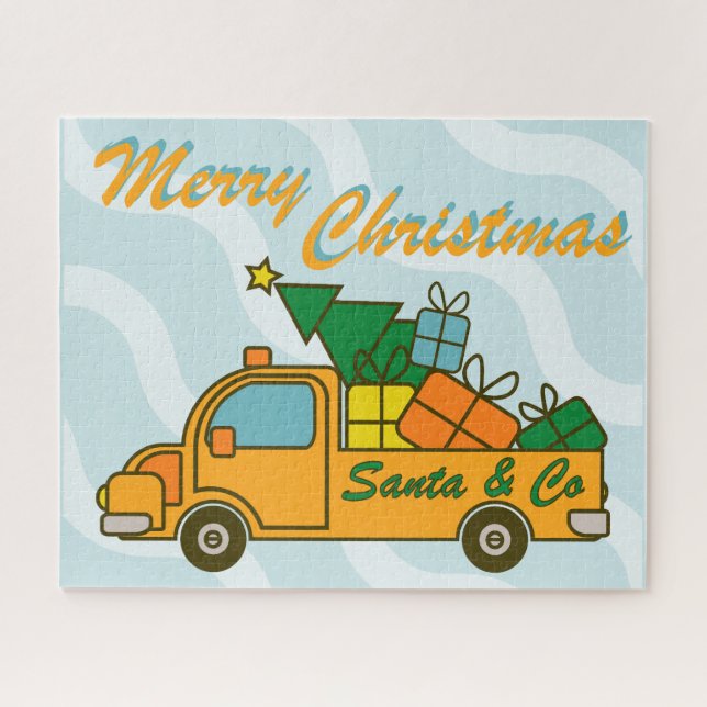 Santa truck side view Merry Christmas Jigsaw Puzzle (Horizontal)