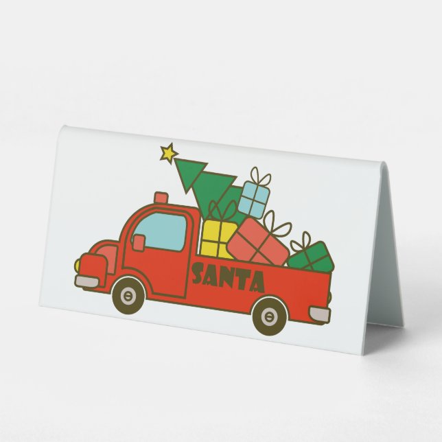 Santa truck side view Merry Christmas Table Tent (Front)