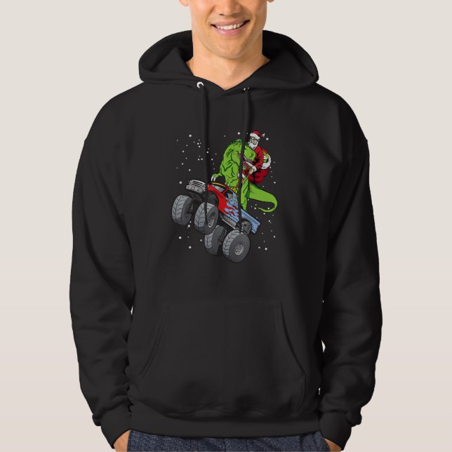 Santa Truck Trex Kids Christmas Dinosaur Rex Boys  Hoodie (Front)