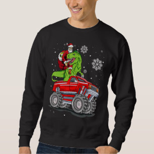 Santa Truck TRex Kids Christmas Dinosaur Rex Boys Sweatshirt