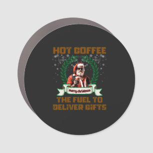 Santa Trucker Coffee Holiday Delivery Christmas Ro Car Magnet