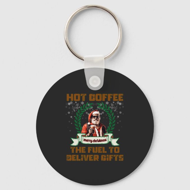 Santa Trucker Coffee Holiday Delivery Christmas Ro Keychain (Front)