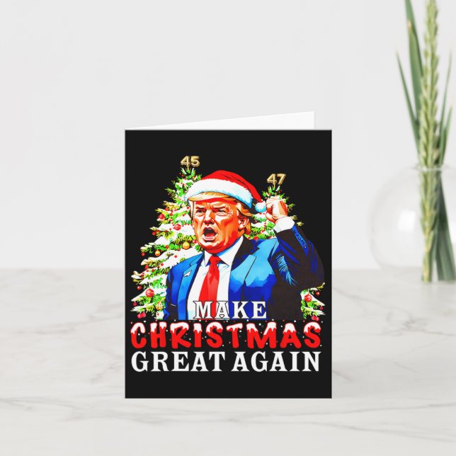 Santa Trump 45-47 Xmas Pajamas Make Christmas Grea Card (Front)