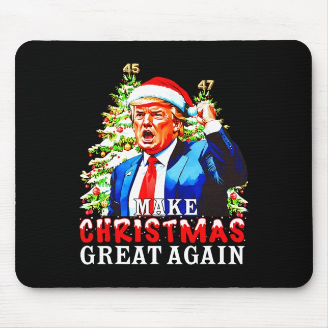 Santa Trump 45-47 Xmas Pajamas Make Christmas Grea Mouse Pad (Front)