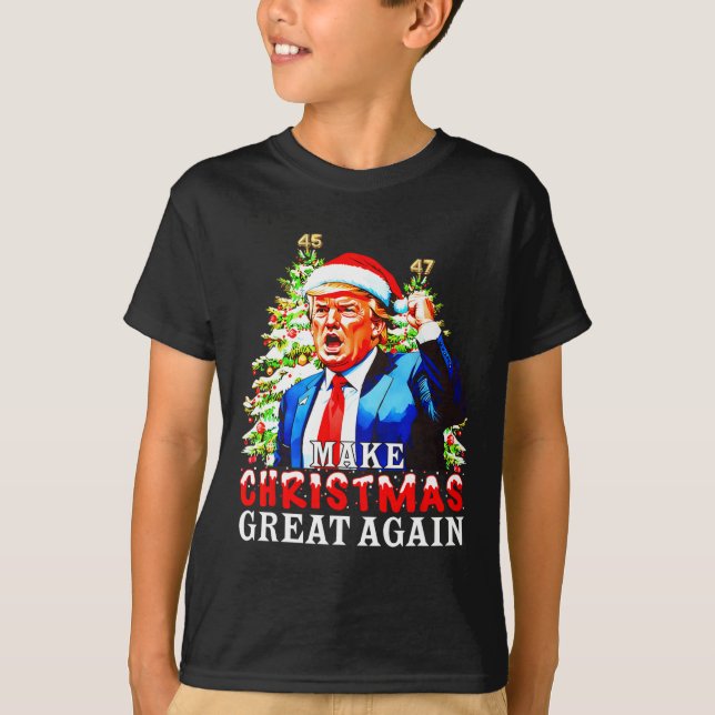 Santa Trump 45-47 Xmas Pajamas Make Christmas Grea T-Shirt (Front)