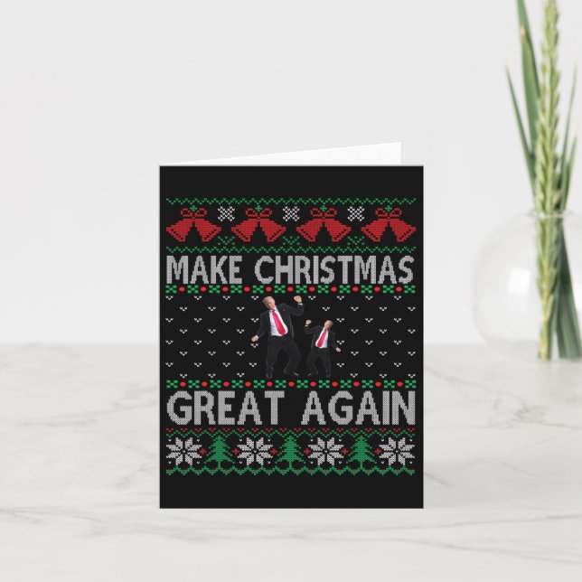 Santa Trump Dance Make Christmas Great Again Ugly  Card (Front)