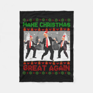 Santa Trump Dance Make Christmas Great Again Ugly Fleece Blanket