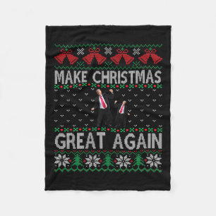 Santa Trump Dance Make Christmas Great Again Ugly Fleece Blanket