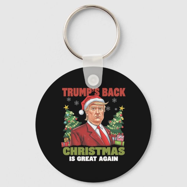 Santa Trump Dance Make Christmas Great Again Ugly  Keychain (Front)