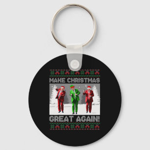 Santa Trump Dance Make Christmas Great Again Ugly  Keychain