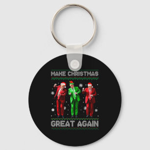 Santa Trump Dance Make Christmas Great Again Ugly Keychain