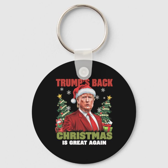 Santa Trump Dance Make Christmas Great Again Ugly  Keychain (Front)