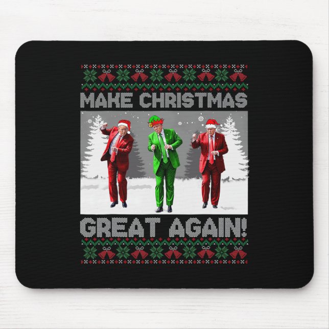 Santa Trump Dance Make Christmas Great Again Ugly  Mouse Pad (Front)