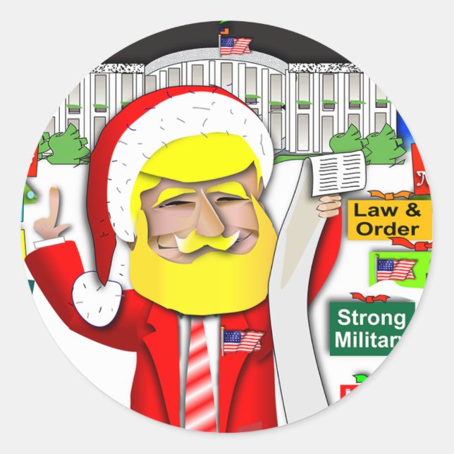 Santa Trump Ho Ho Ho Classic Round Sticker (Front)