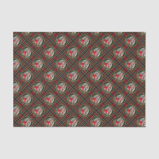 Santa Trump MAGA Christmas Tartan Plaid Tissue Paper (Front)