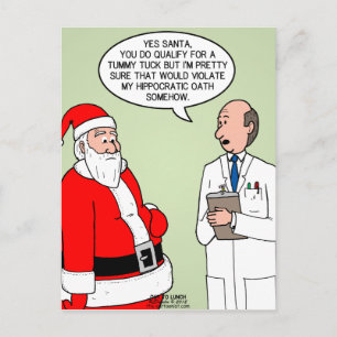 Santa Tummy Tuck Holiday Postcard