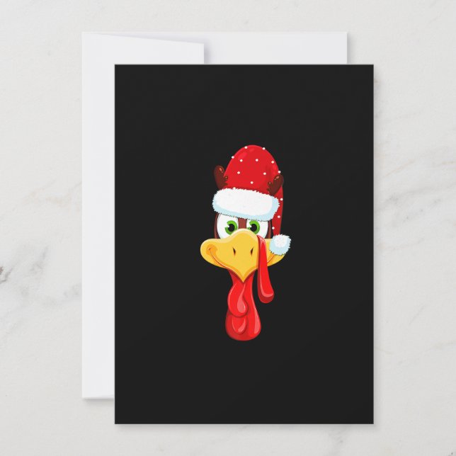Santa Turkey Face Merry Thanksmas Happy Thanksgivi Invitation (Front)