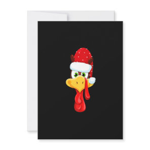 Santa Turkey Face Merry Thanksmas Happy Thanksgivi Invitation