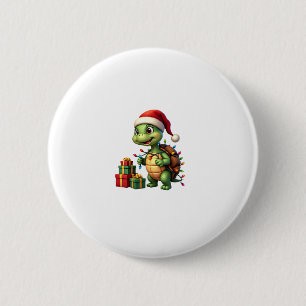 Santa Turtle Christmas Ugly Sweater Funny Holiday  Button
